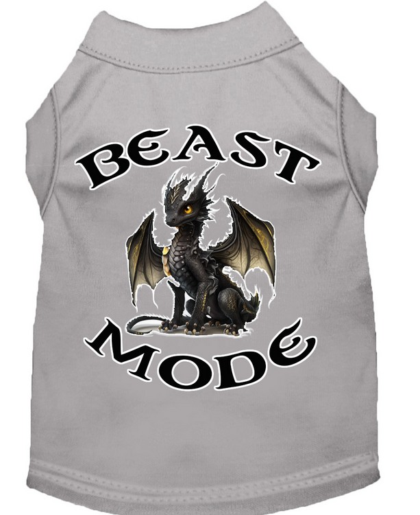 Beast Mode Dragon Screen Print Dog Shirt Grey XS (8)